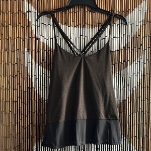 Betsey Johnson Stylish Brown Tank Top with Sheer Hem